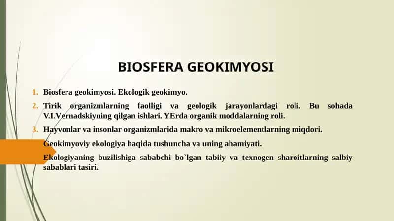 BIOSFЕRA GЕOKIMYOSI