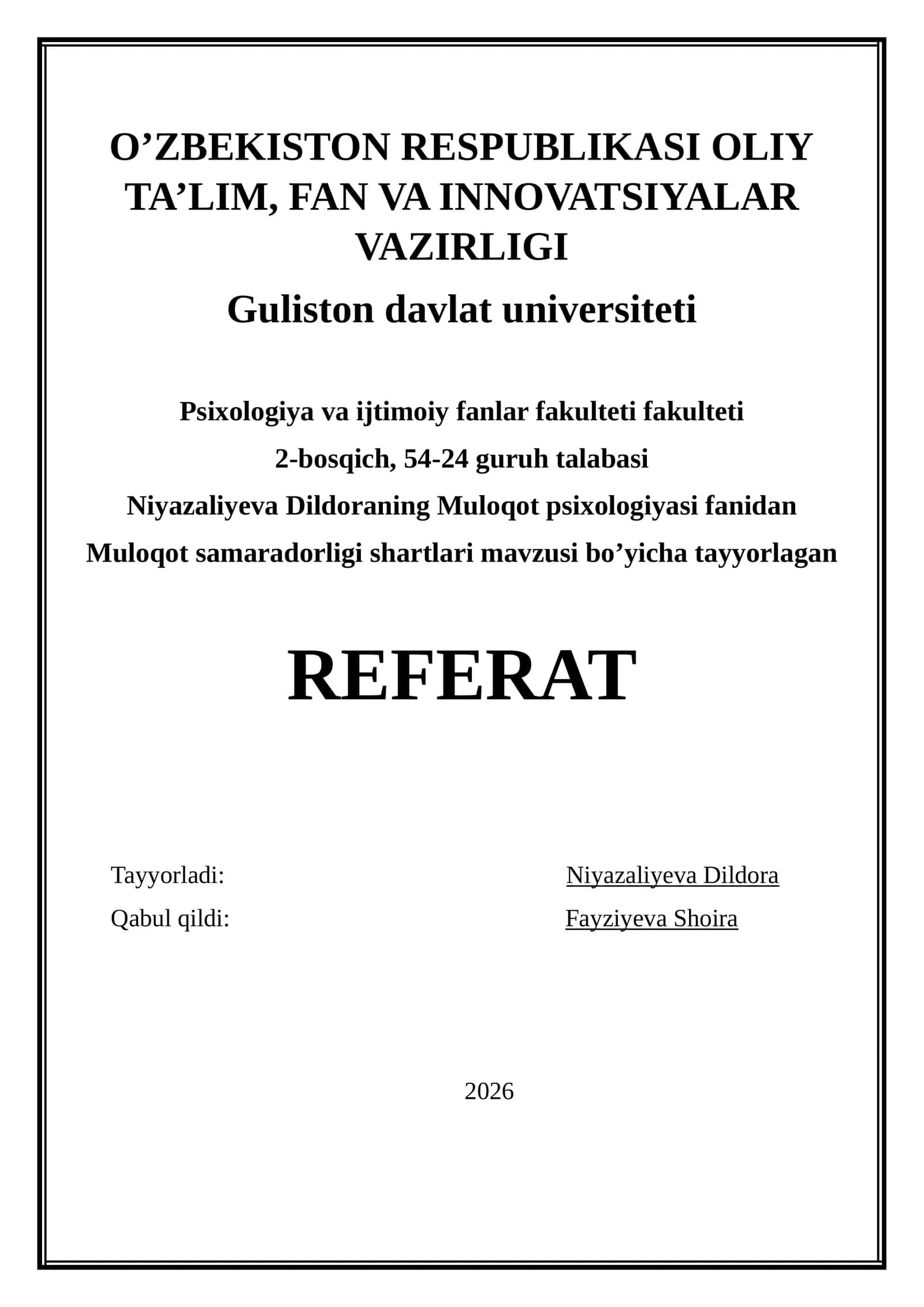 Referat: Muloqot psixologiyasi muloqot ayrishboshlash shartlari