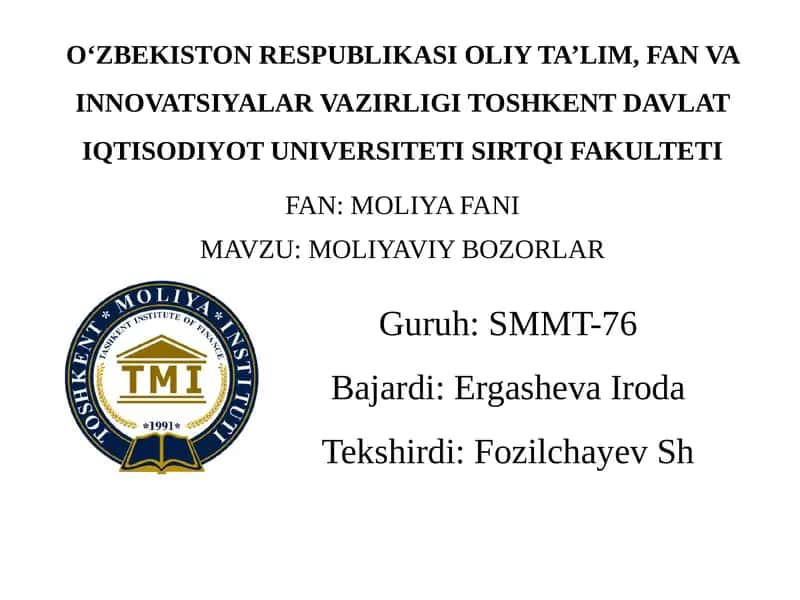 Moliyaviy bozorlar