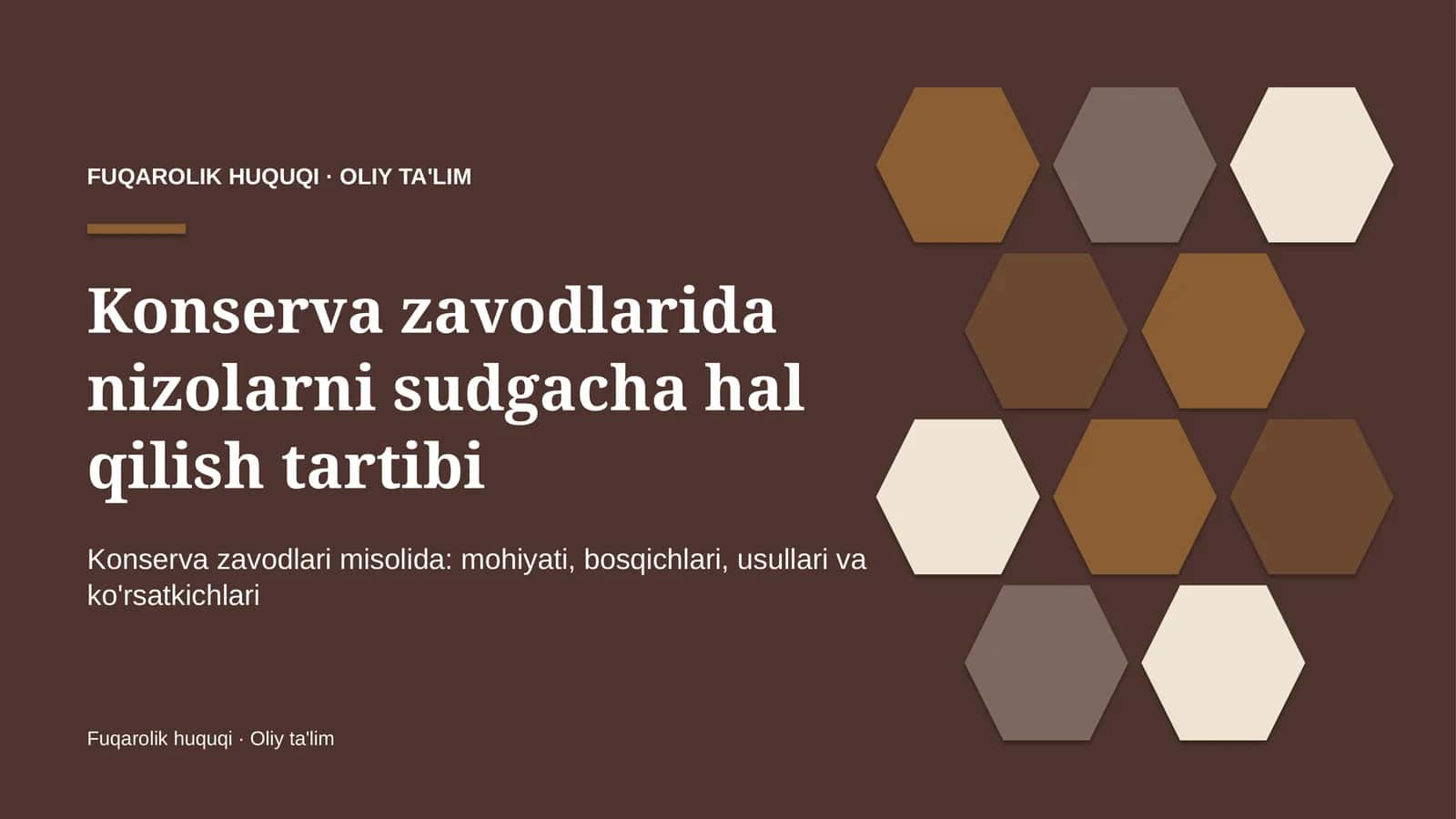 Konserva zavodlarida nizolarni sudgacha hal qilish tartibi