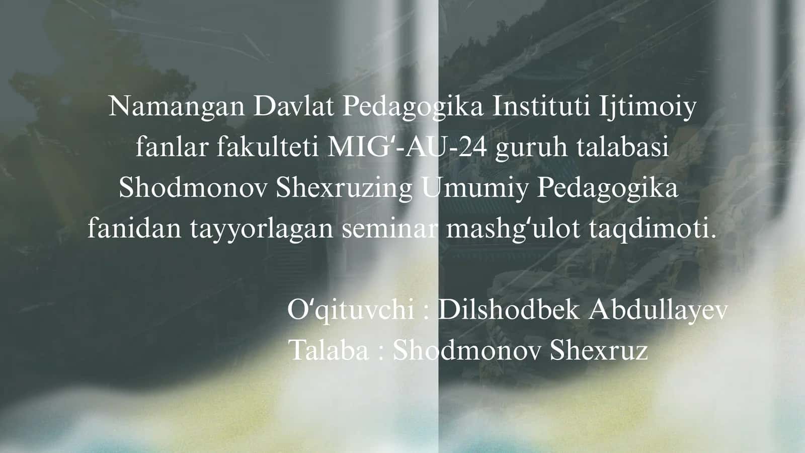 Umumiy pedagogika fanidan seminar taqdimot