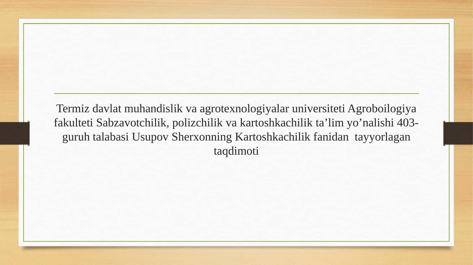 Ikkihosillik kartoshka yetishtirish texnologiyasi