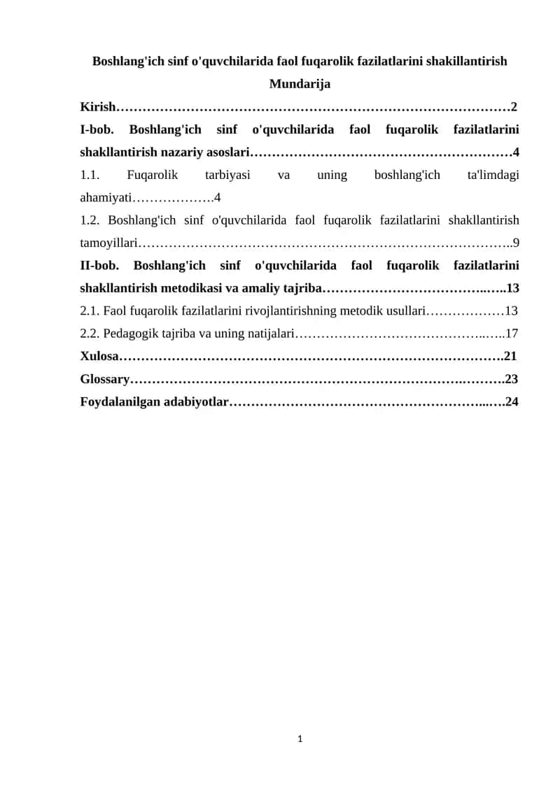 Boshlang'ich sinf o'quvchilarida faol fuqarolik fazilatlarini shakillantirish