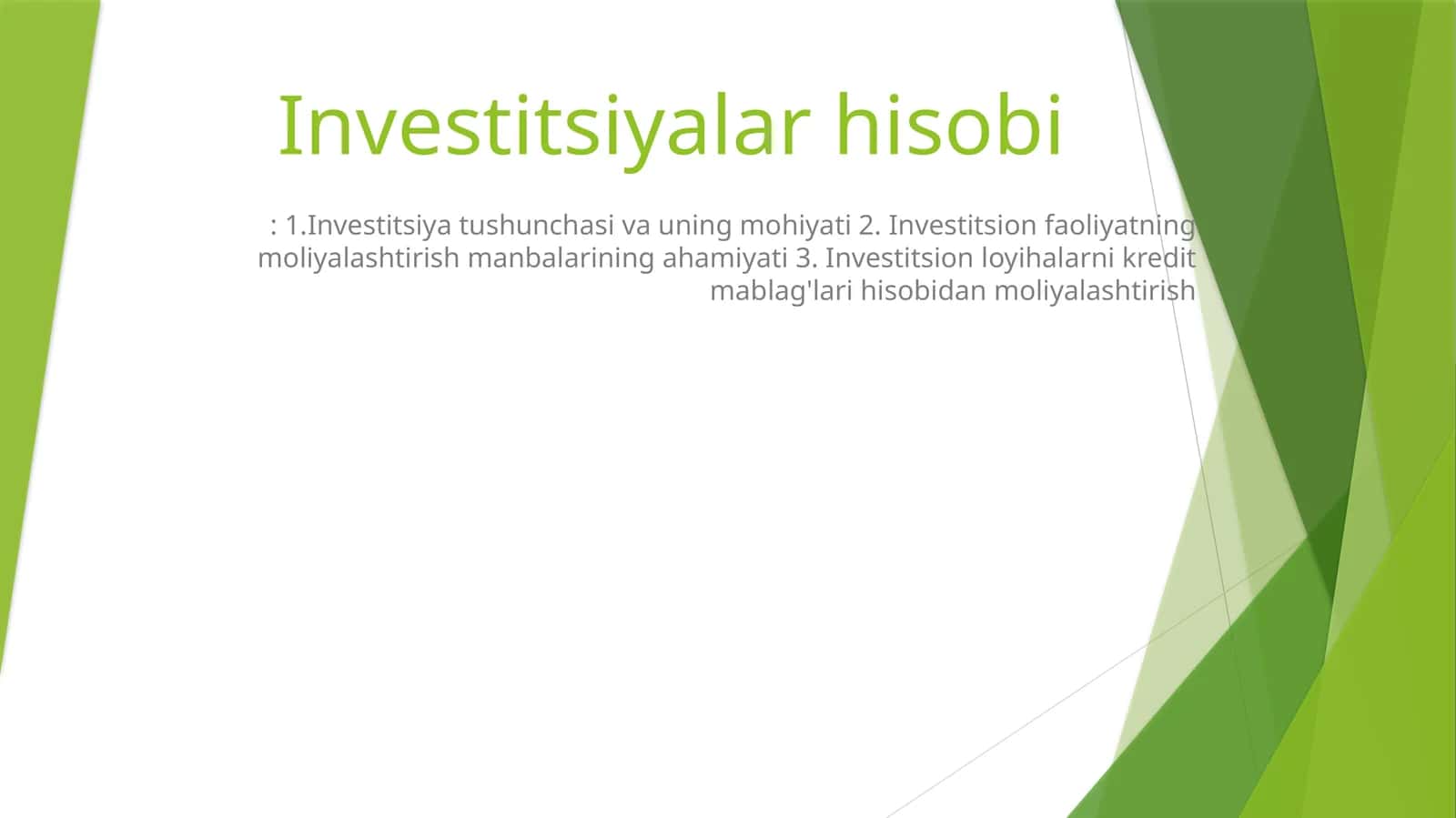 Investitsiyalar hisobi