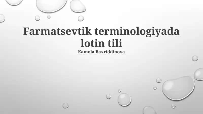 Farmatsevtik terminologiyada lotin tili