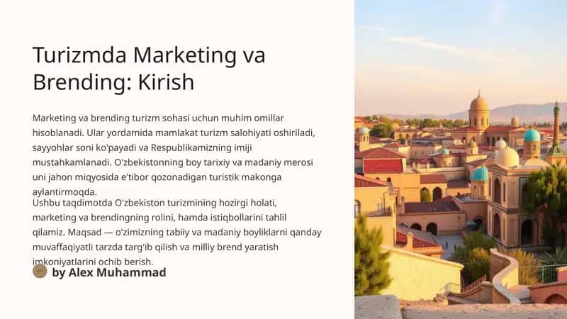 Turizmda marketing va brending: Kirish