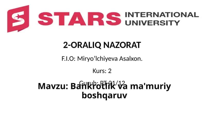 Bankrotlik va ma'muriy boshqaruv