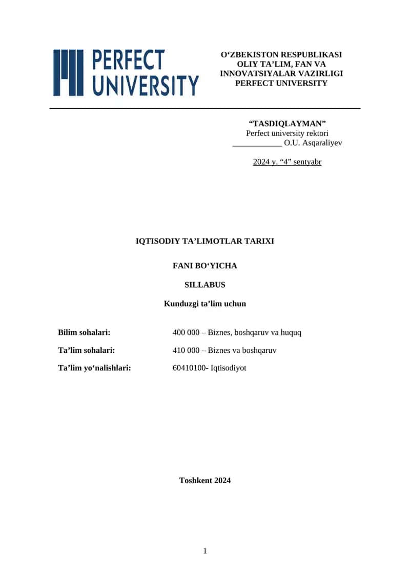 IQTISODIY TA’LIMOTLAR TARIXI