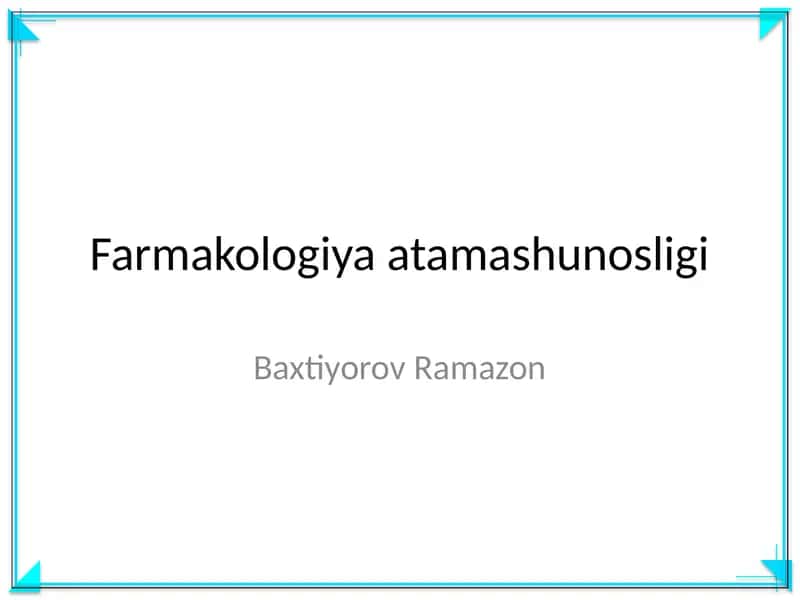 Farmakologiya atamashunosligi