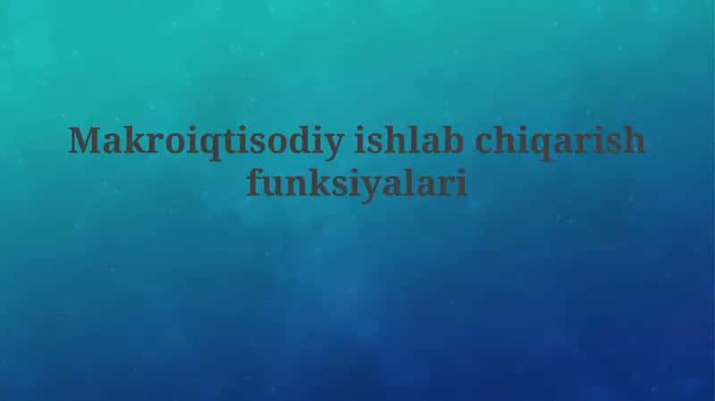 Makroiqtisodiy ishlab chiqarish funksiyalari