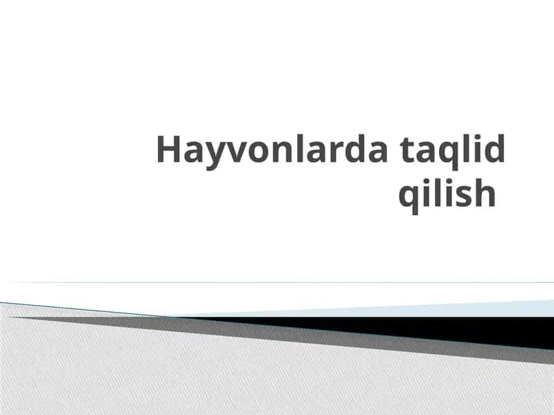 Hayvonlarda taqlid qilish