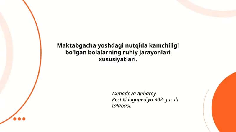 Kechki logopediya 302-guruh talabasi