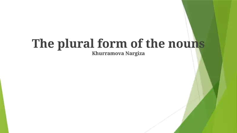 Irregular Plural Noun Formation