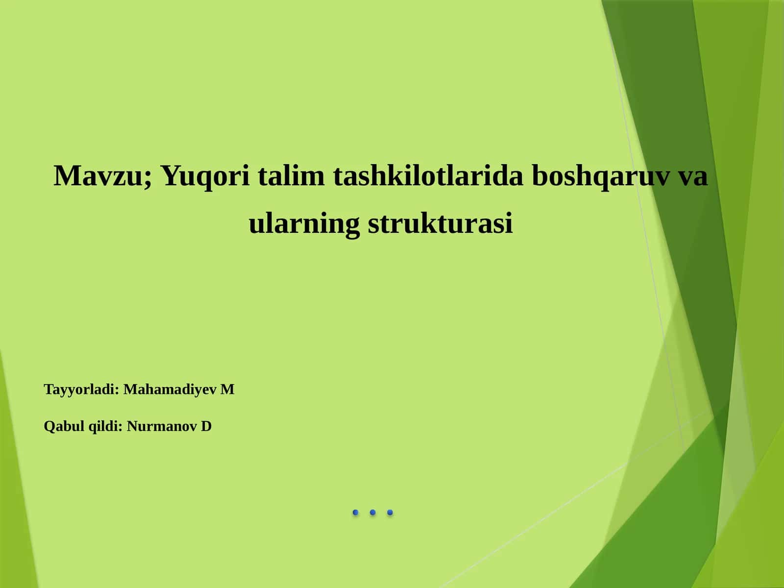 Yuqorita'lim tashkilotlari daboshqaruv vaularning strukturasi