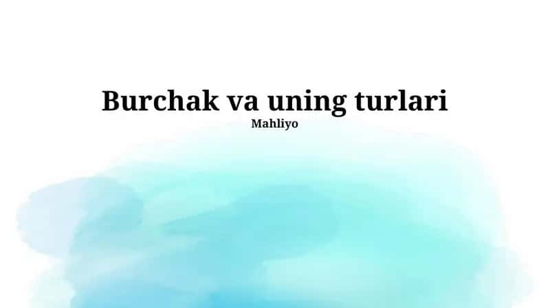 Burchak va uning turlari