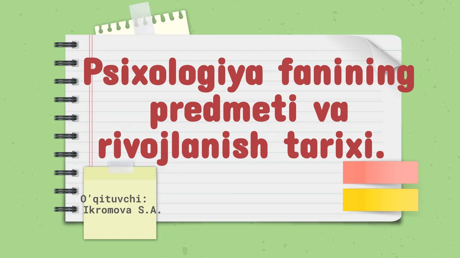 Psixologiyafanining predmeti va rivojlanish tarixi