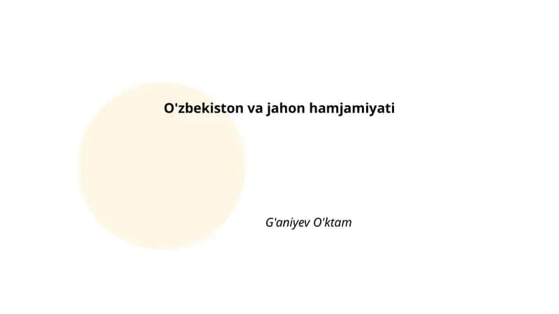 O'zbekiston va jahon hamjamiyati