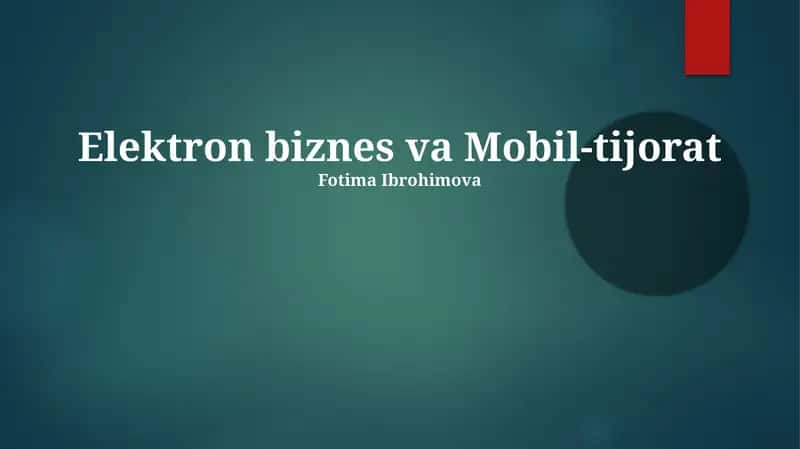 Elektron biznes va Mobil-tijorat