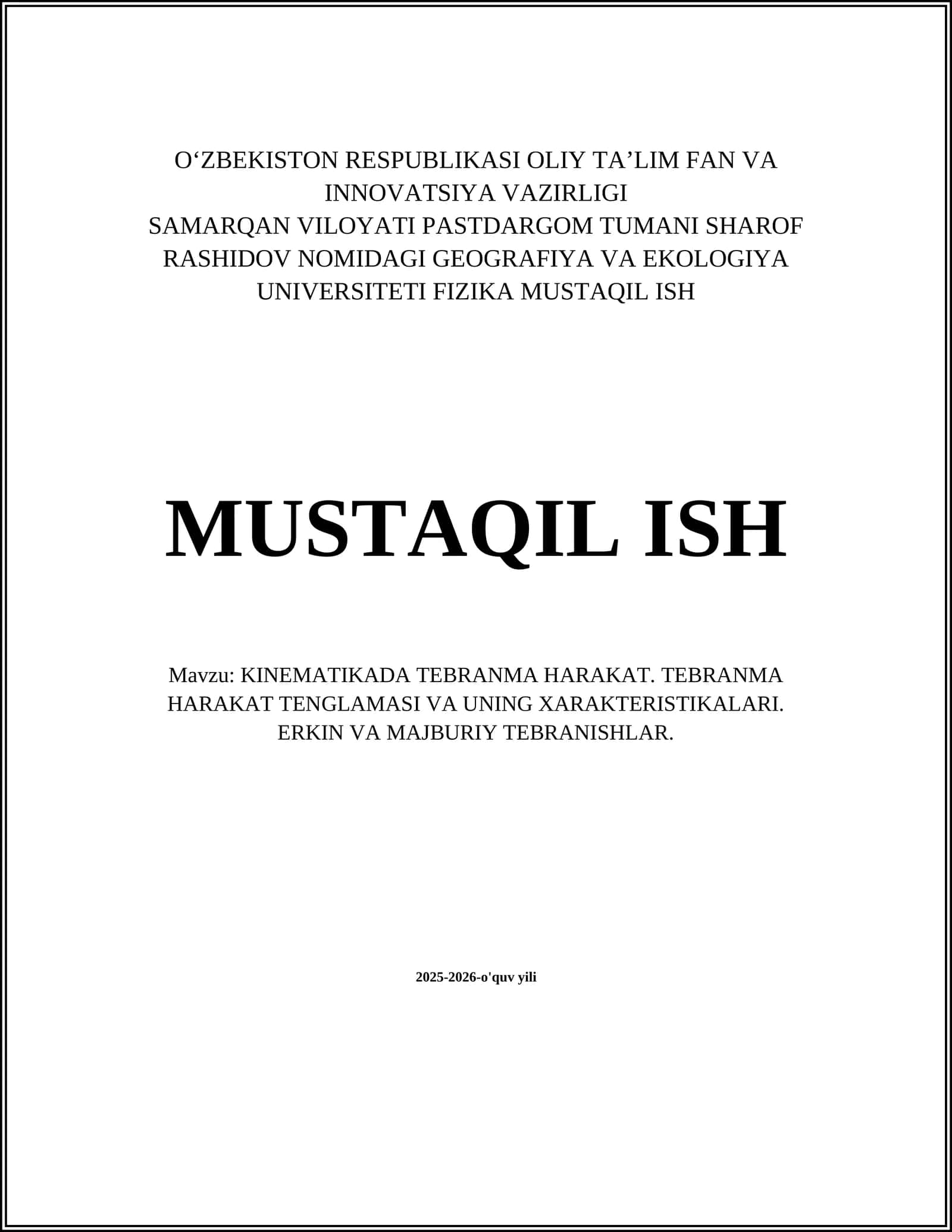 KINEMATIKADA TEBRANMA HARAKAT