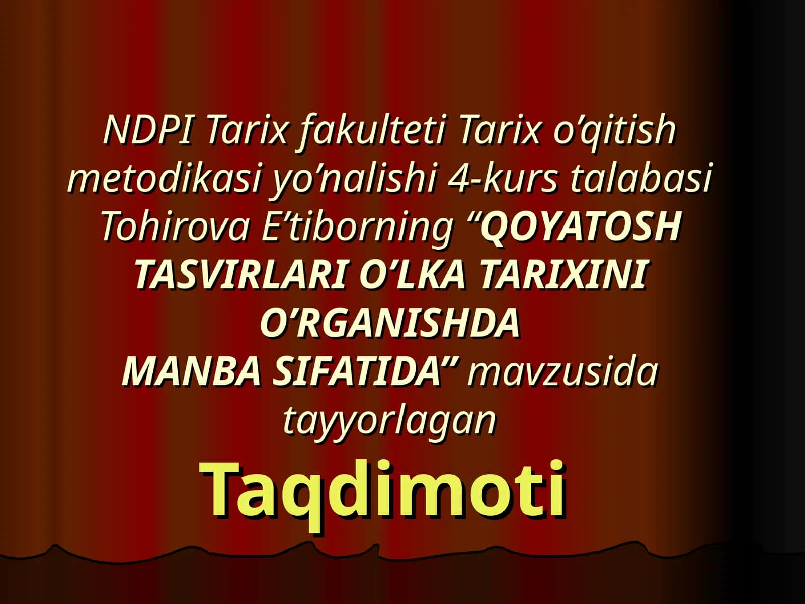 QOYATOSH TASVIRLARI O’LKA TARIXINI O’RGANISHDAMANBA SIFATIDA