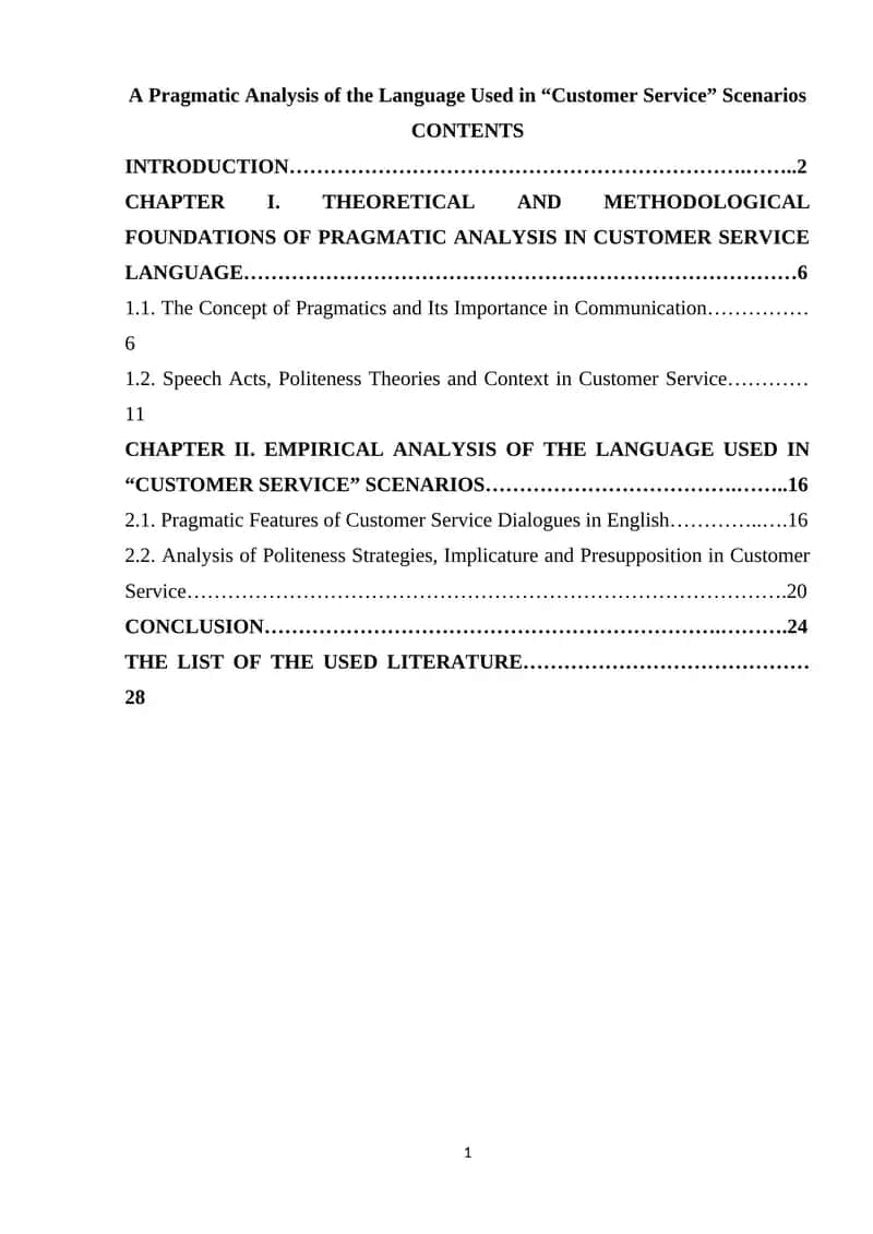 A Pragmatic Analysis of the Language Used in “Customer Service” Scenarios