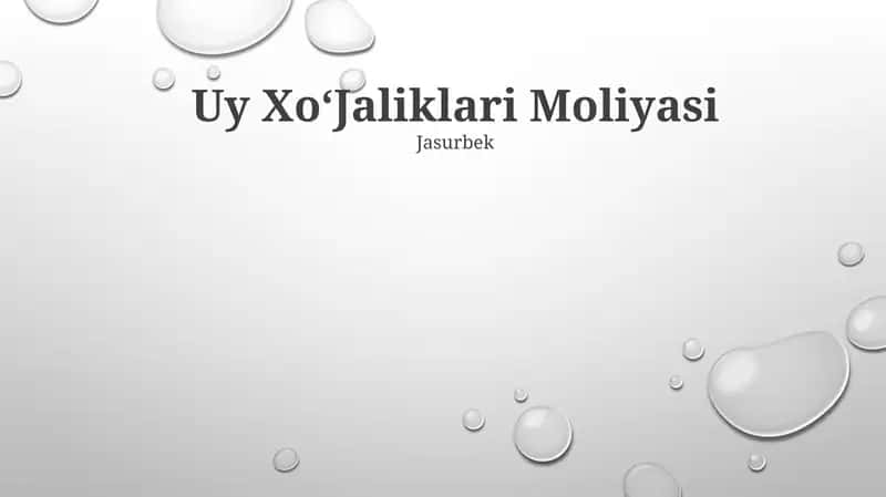 Uy XoʻJaliklari Moliyasi