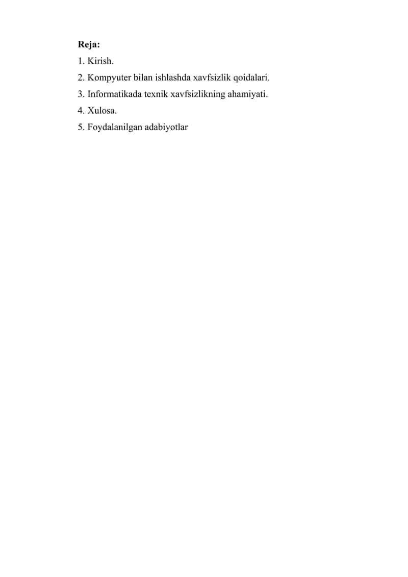 Xavfsizlik texnikasi