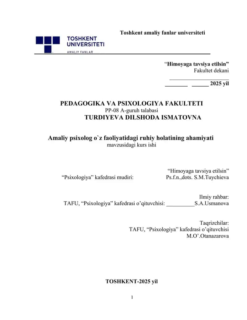 Amaliy psixolog faoliyatining asosiy ko`rinishlari