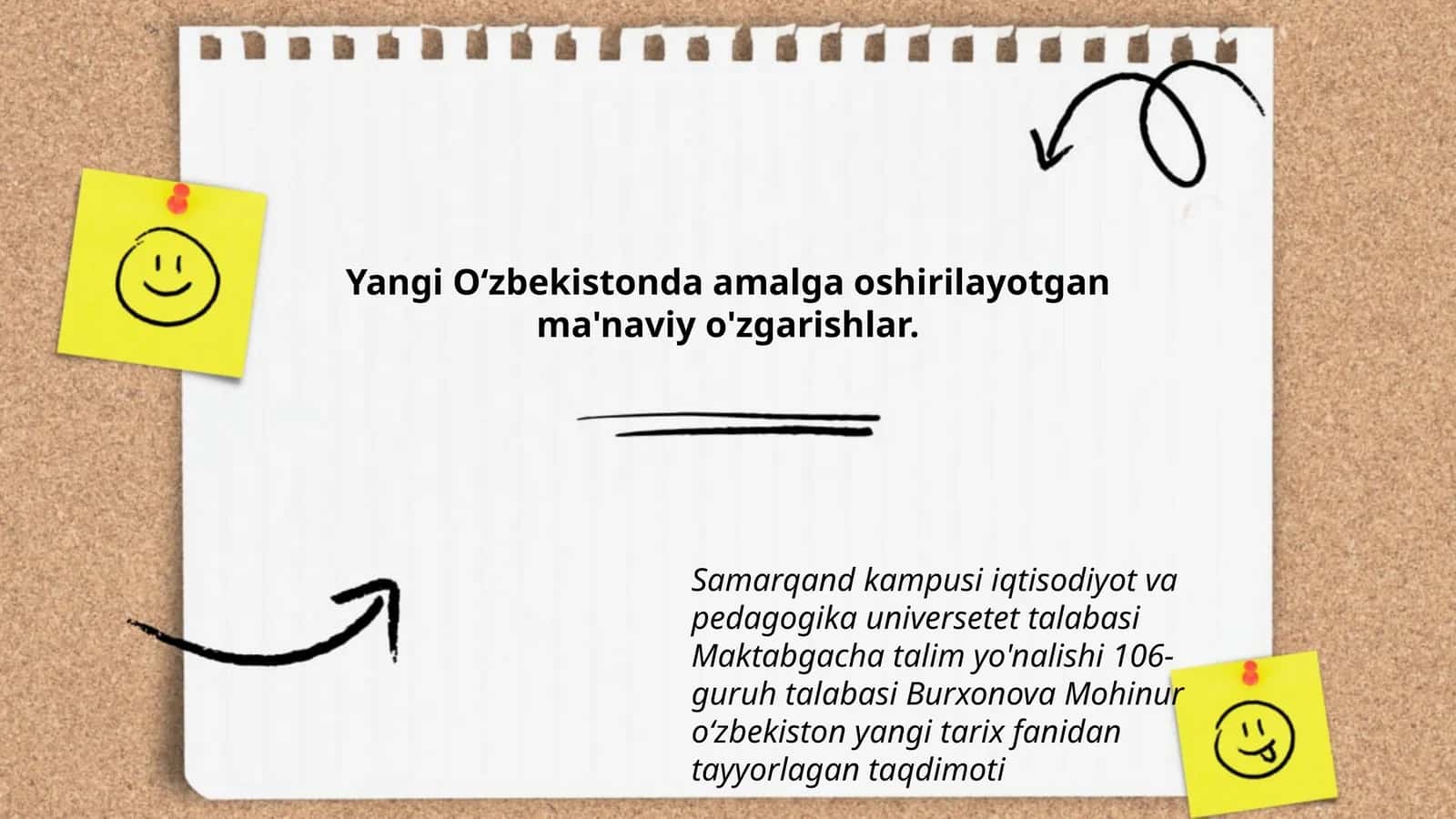 O‘zbekistonda amalga oshirilayotgan ma'naviy o'zgarishlar
