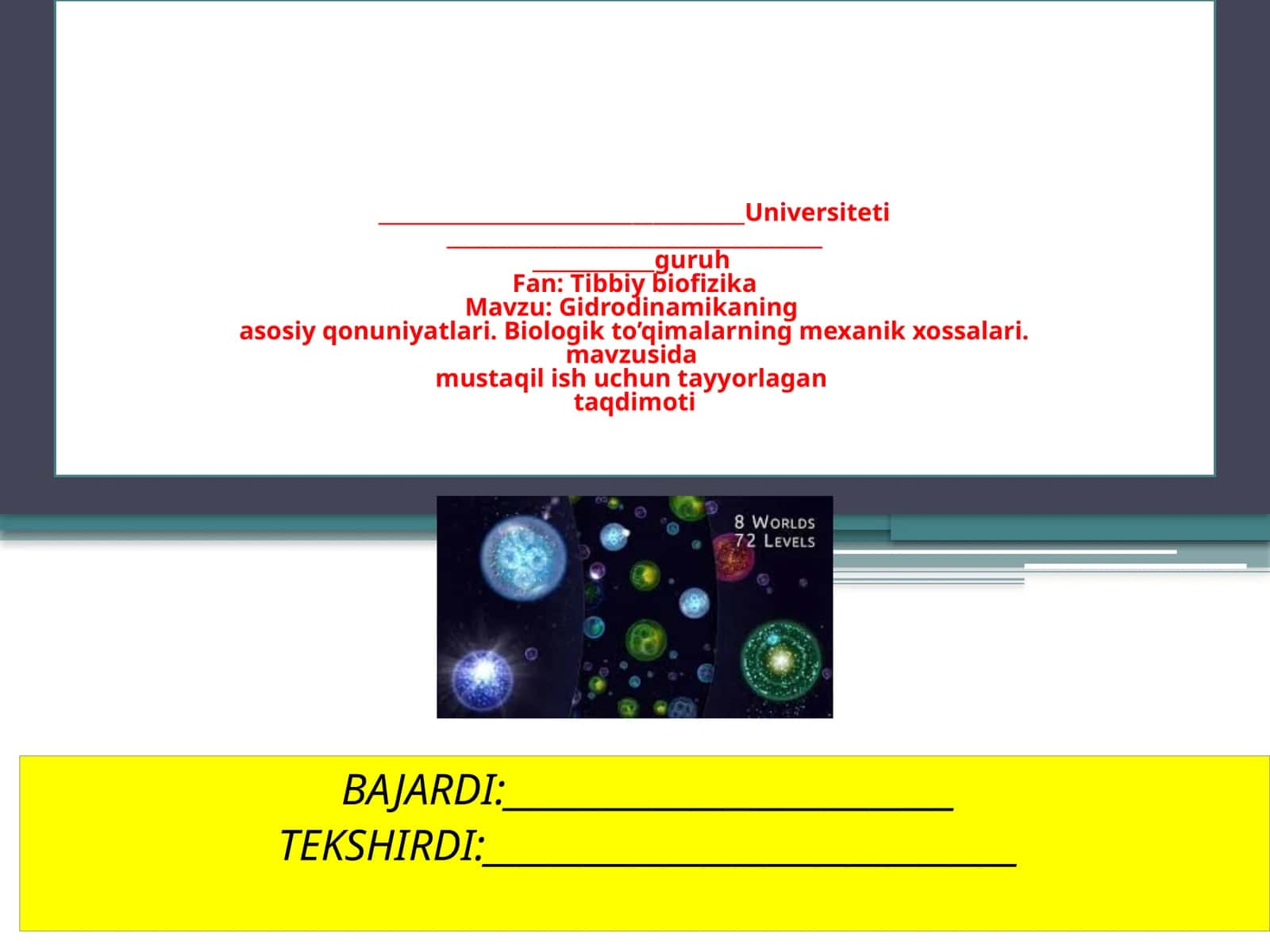Gidrodinamikaning asosiy qonuniyatlari va biologik to'qimalar
