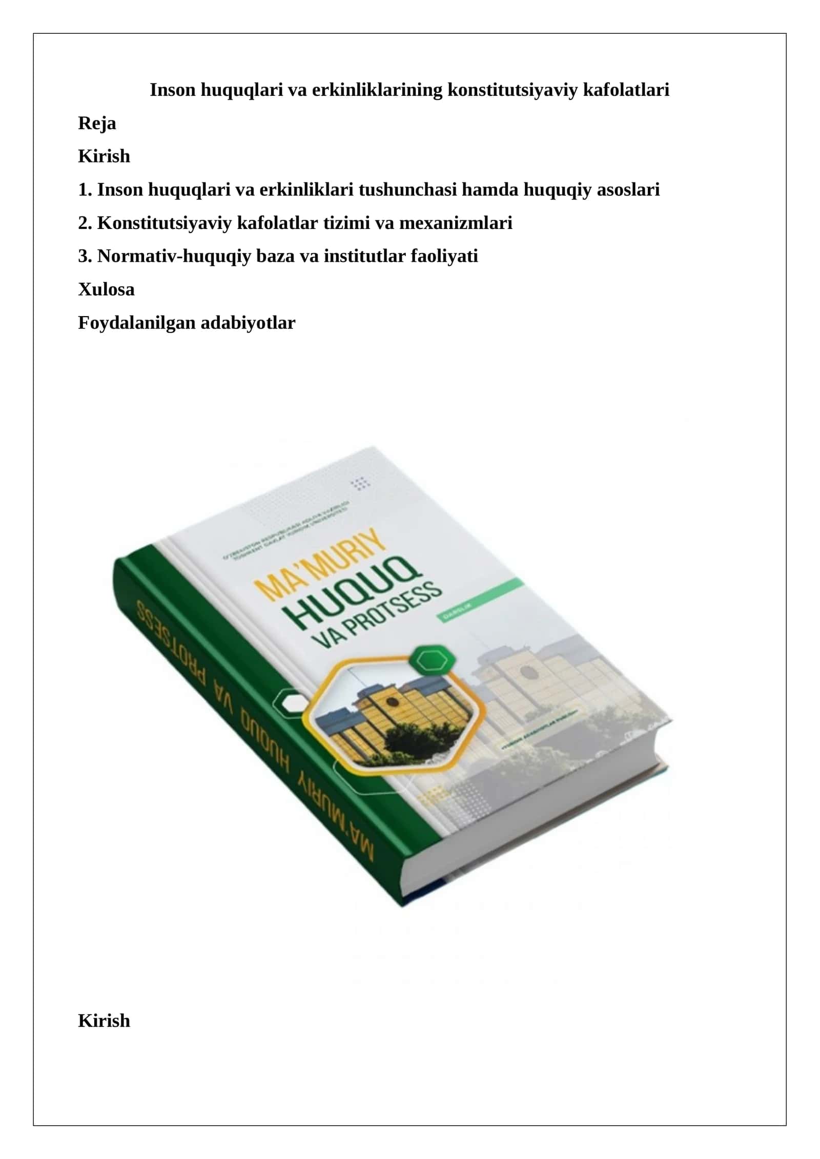 Inson huquqlari va erkinliklarining konstitutsiyaviy kafolatlari