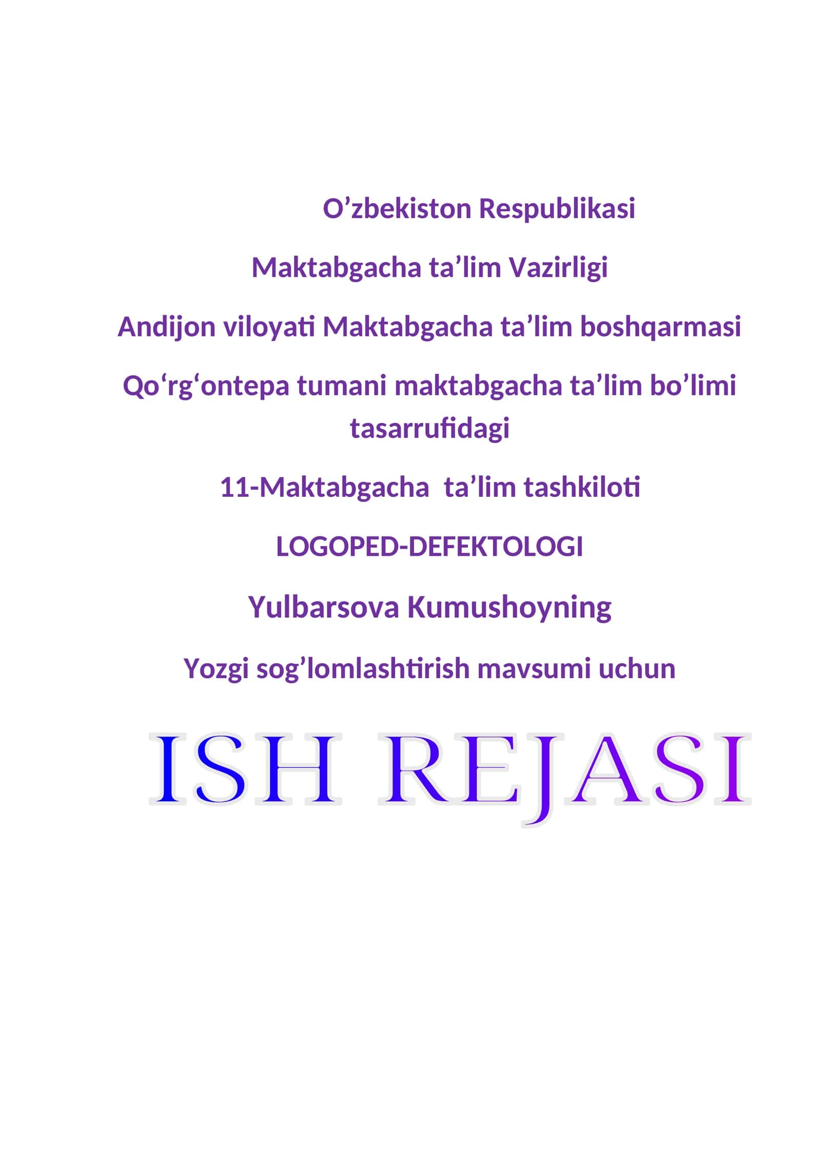 Yozgi sog’lomlashtirish mavsumi