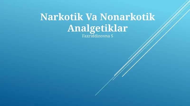 Narkotik Va Nonarkotik Analgetiklar