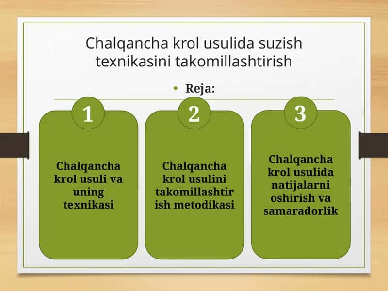 Chalqancha Krol Usulida Suzish Texnikasini Takomillashtirish
