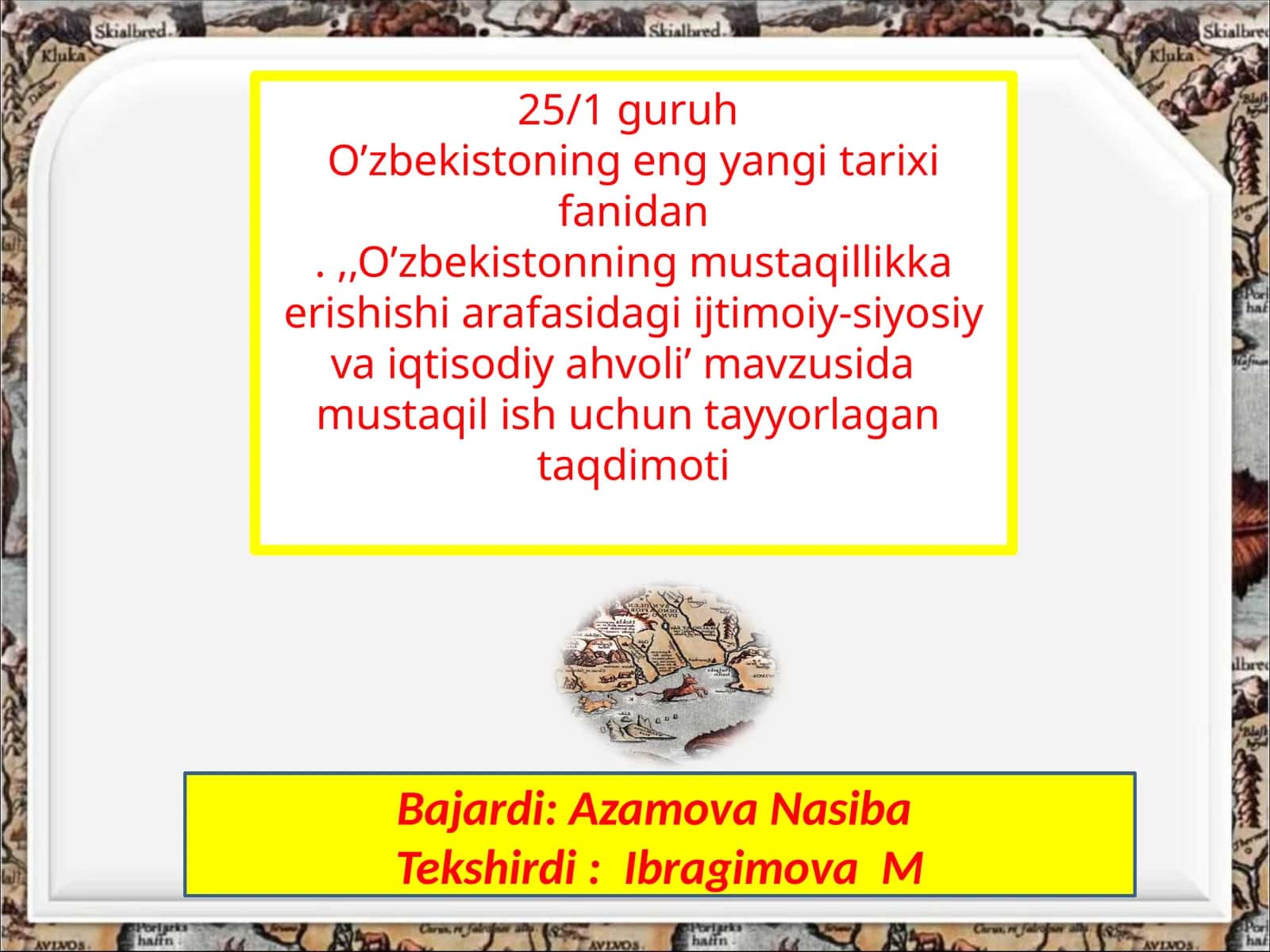 Mavzu: O'zbekistonning mustaqillikka erishishiarafasida Gijtmoiy-siyosiy va iqtisodiy holati