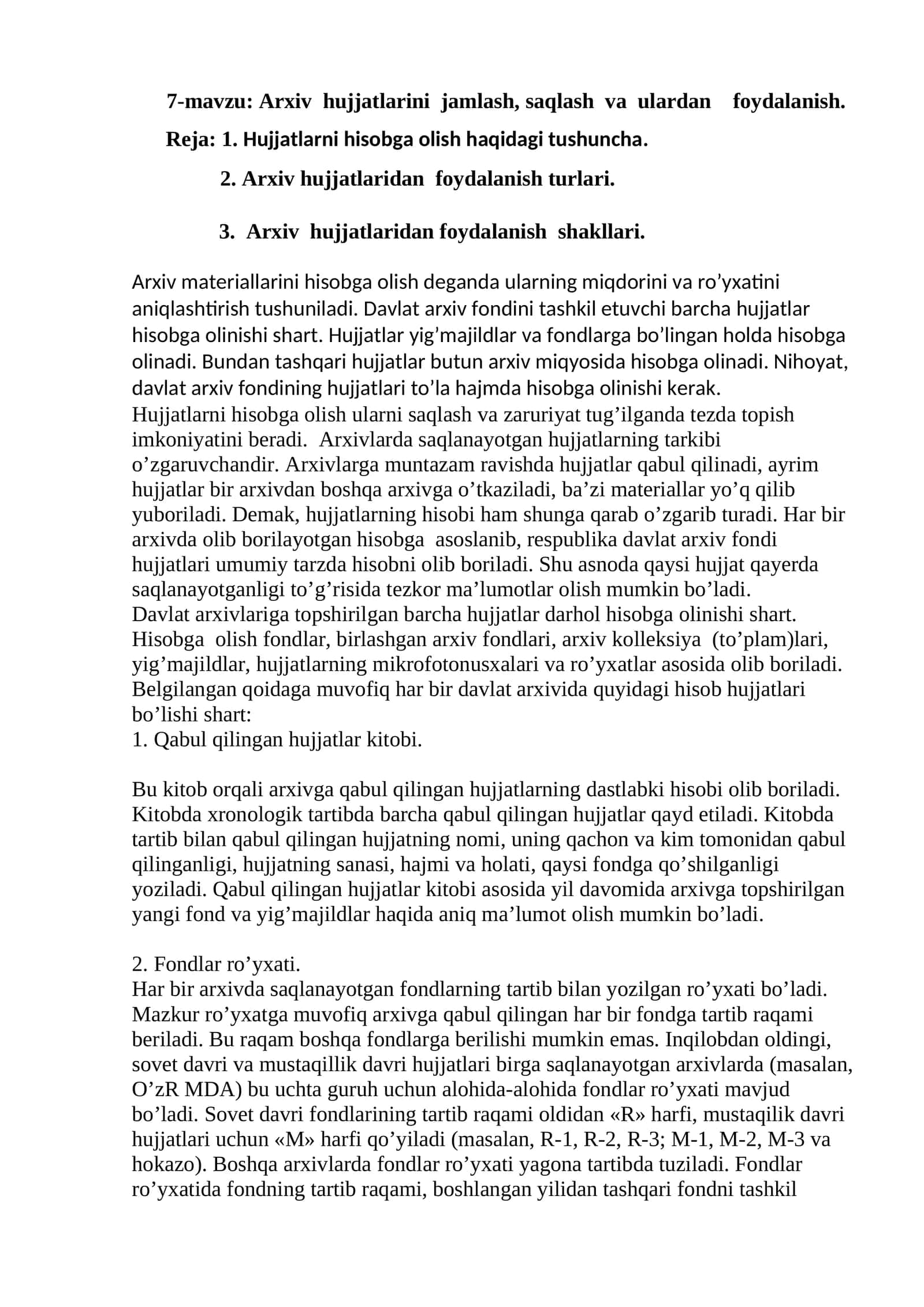 Arxiv hujjatlarini jamlash, saqlash va ulardan foydalanish