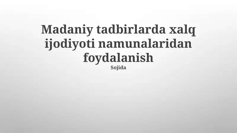 Madaniy turizm va xalq hunarmandchiligi