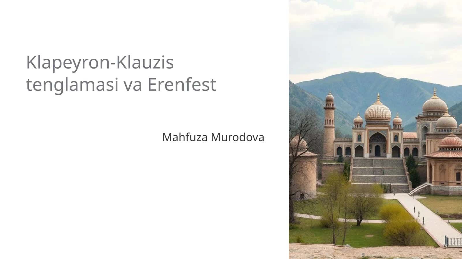 Klapeyron-Klauzis tenglamasi va Erenfest