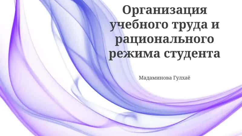 Организация учебного труда и рационального режима студента