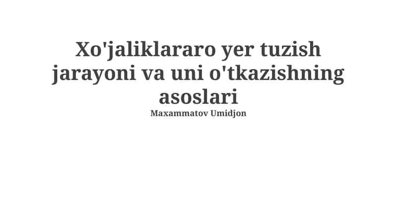 Yer boshqaruvining asoslari