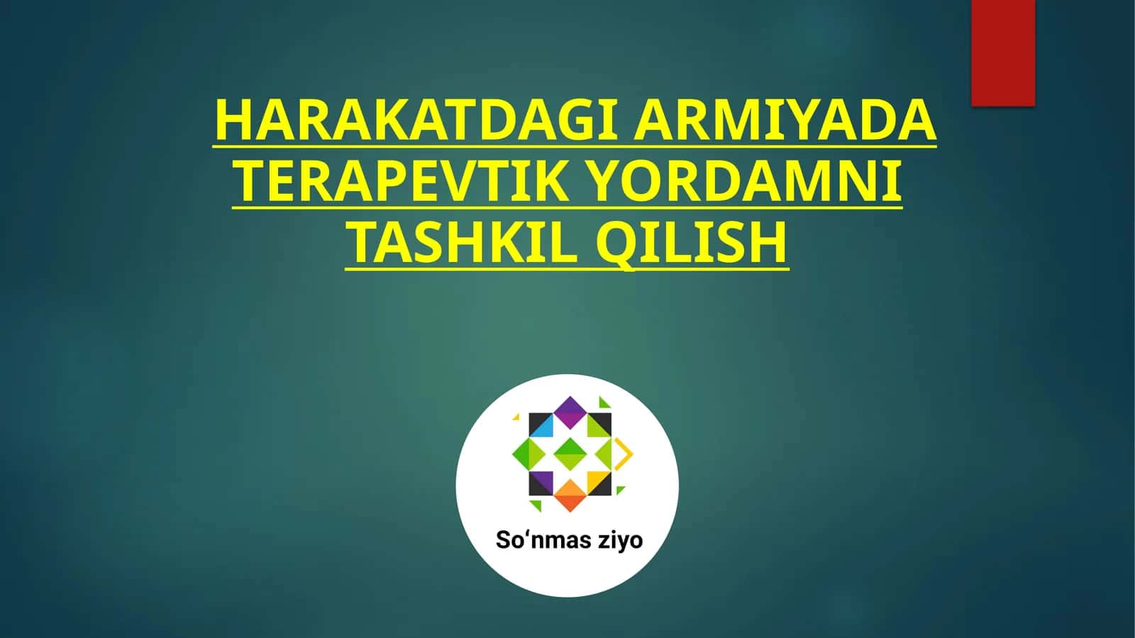 Harakatdagi armiyada terapevtik yordamni tashkil qilish