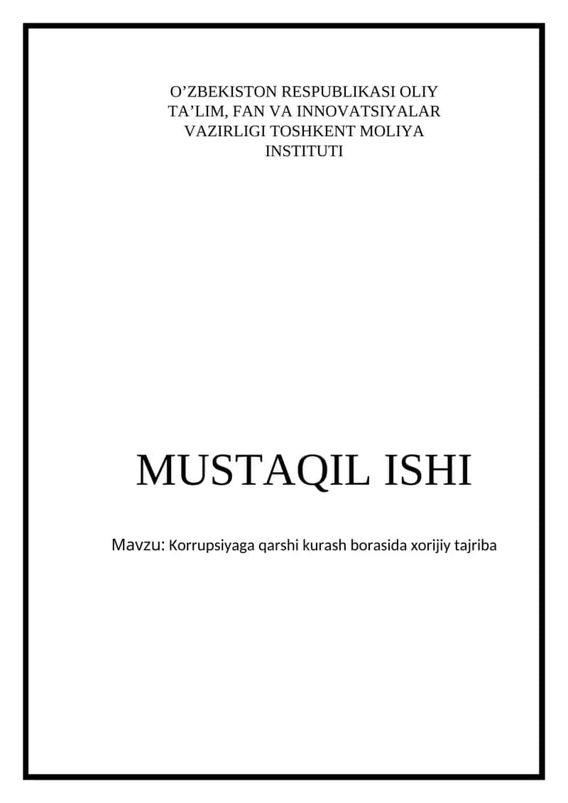 Korrupsiyaga qarshi kurash borasida xorijiy tajriba