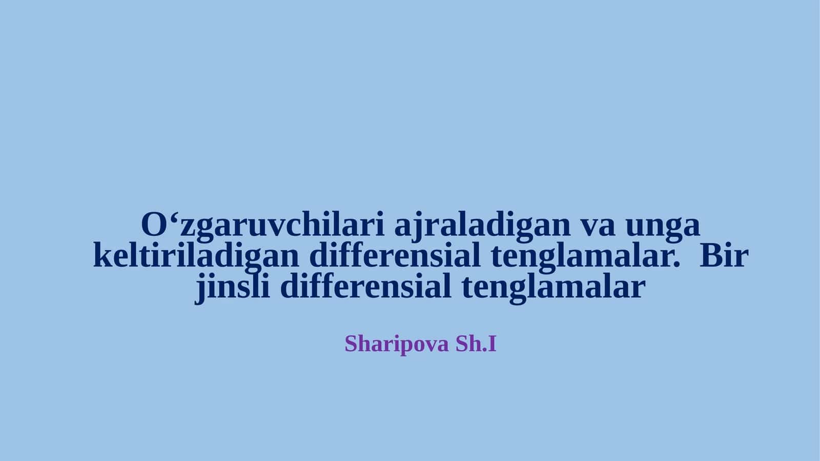 Bir jinsli differensial tenglamalar