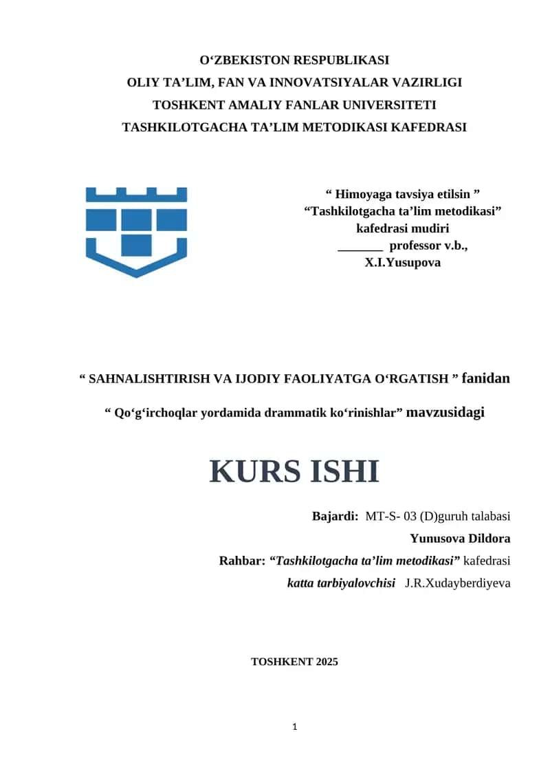 Qoʻgʻirchoqlar yordamida drammatik koʻrinishlar.