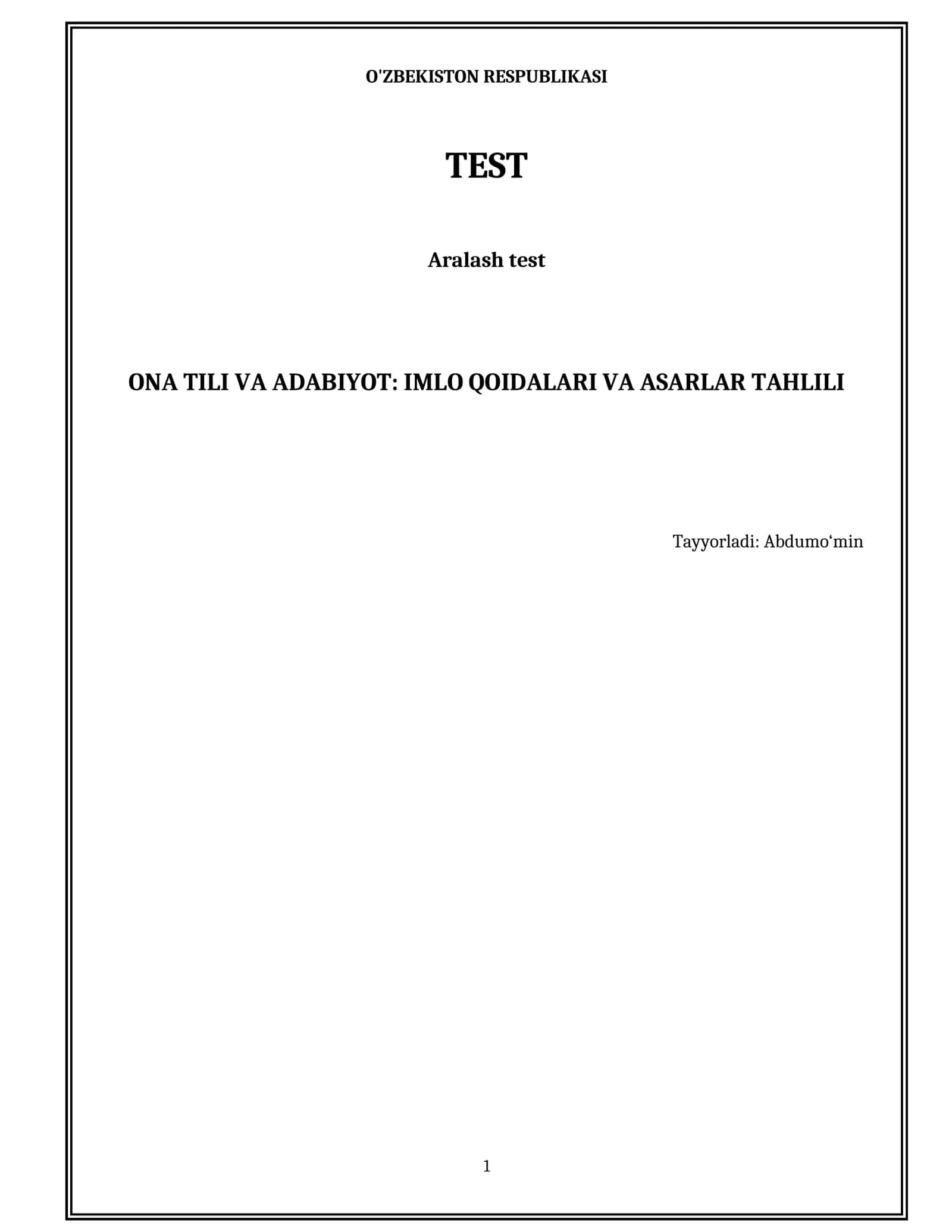 ONA TILI VA ADABIYOT: IMLO QOIDALARI VA ASARLAR TAHLILI