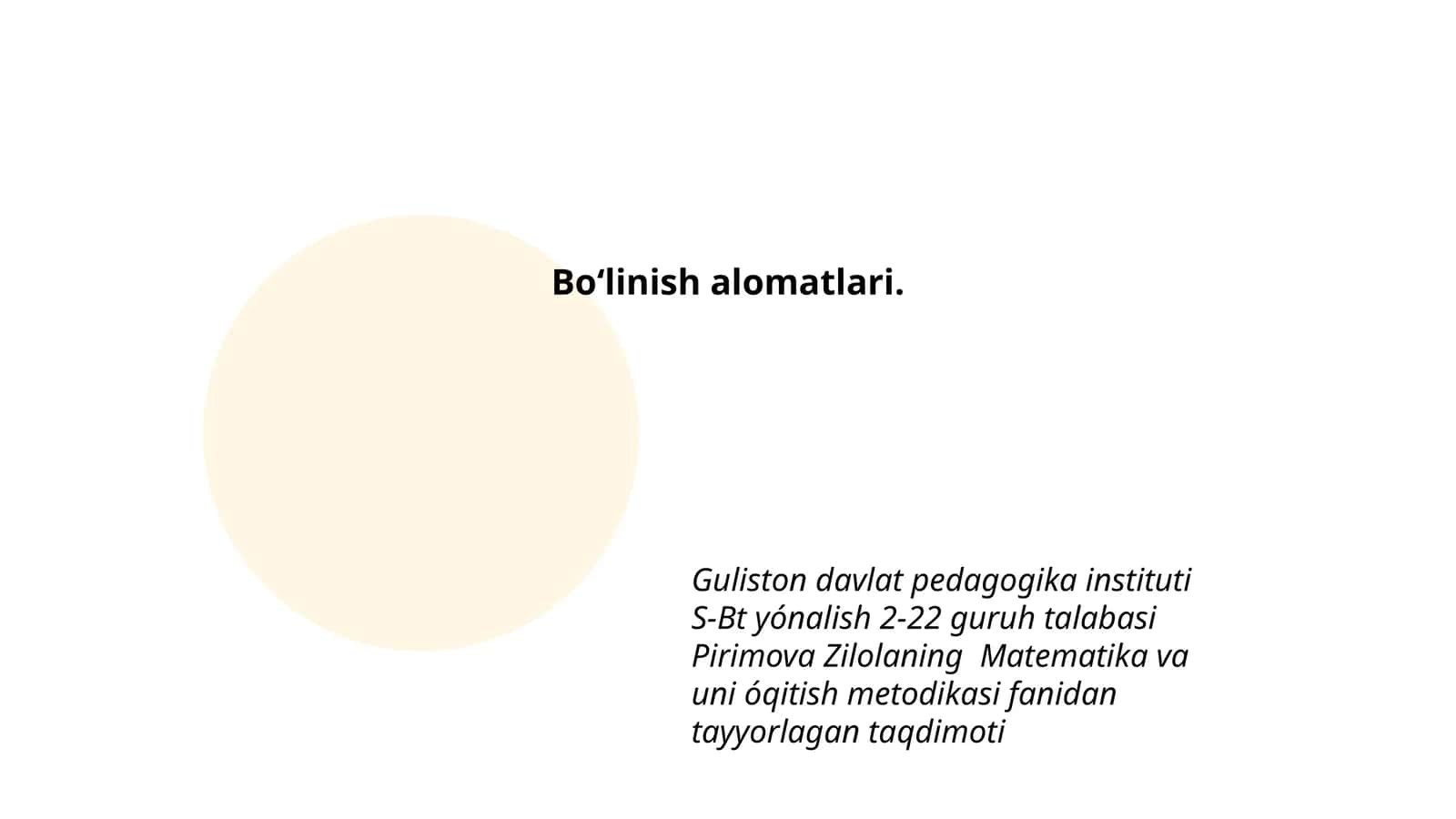 Matematika va uni óqitish metodikasi taqdimoti