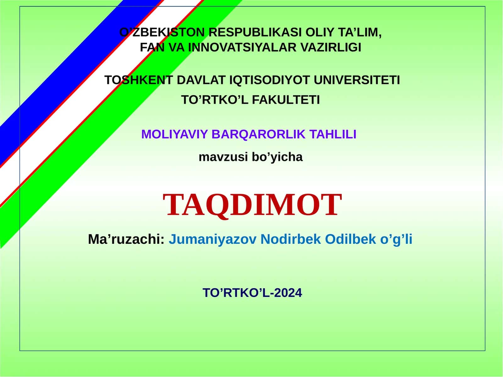 Moliyaviy barqarorlik tahlili