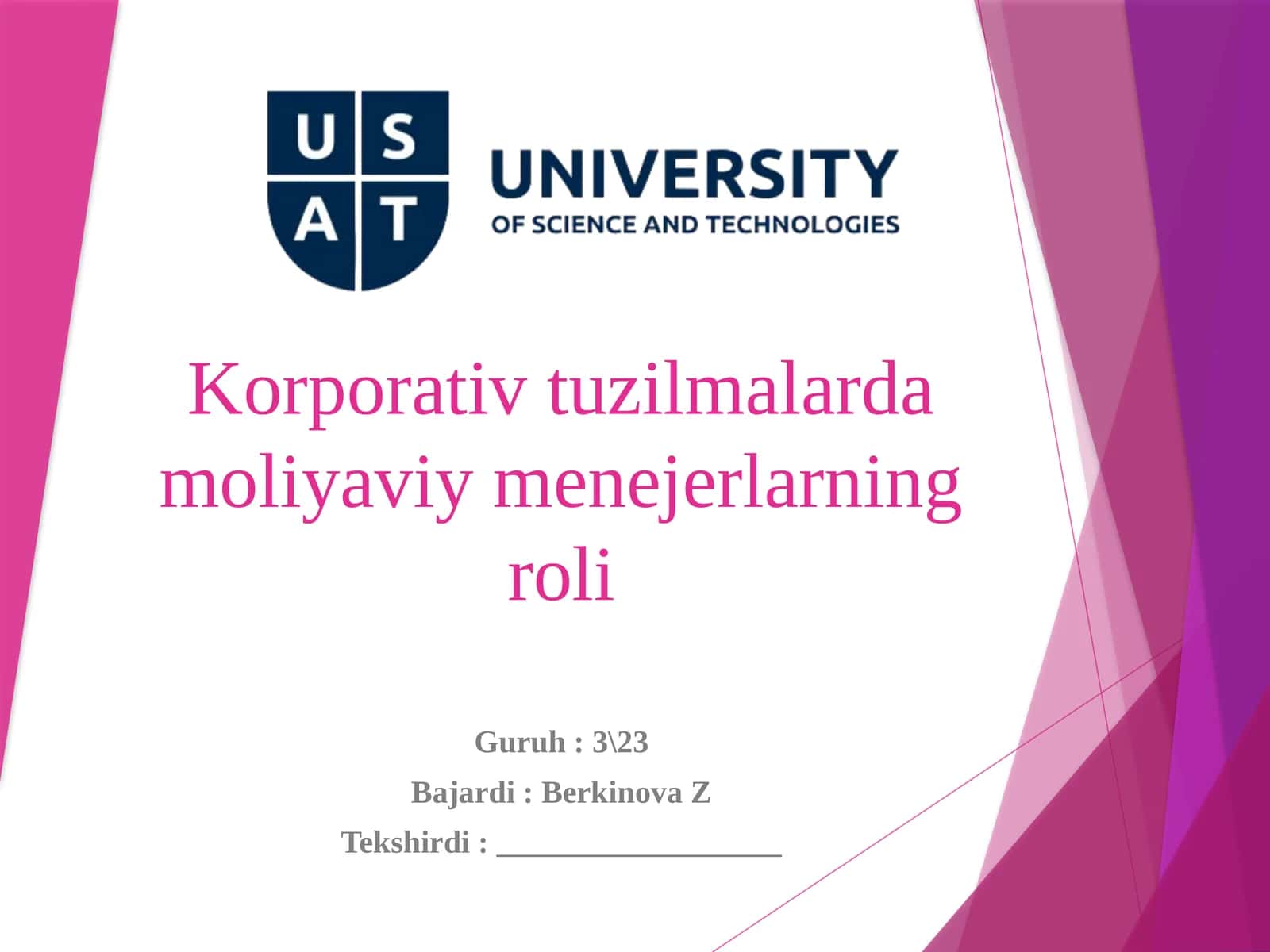 Korporativ tuzilmalarda moliyaviy menjerlarning roli