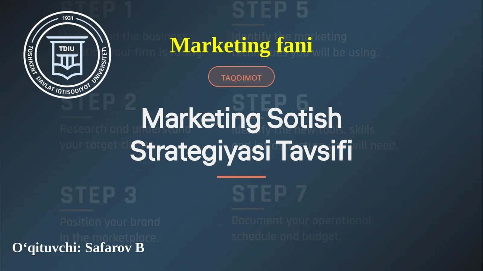 Marketing Sotish Strategiyasi Tavsifi