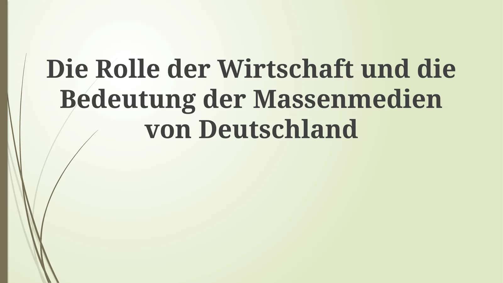 Die Rolle der Wirtschaft und die Bedeutung der Massenmedien von Deutschland